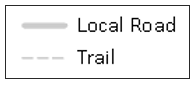 Map legend with "Local Road" and "Trail" indicators.