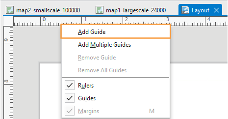 ArcGIS Pro Add Guide interface with the Add Guide option highlighted with an orange box.