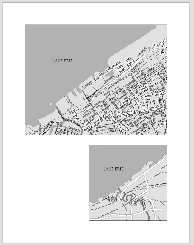 Portrait layout for the north harbor area in Cleveland. 