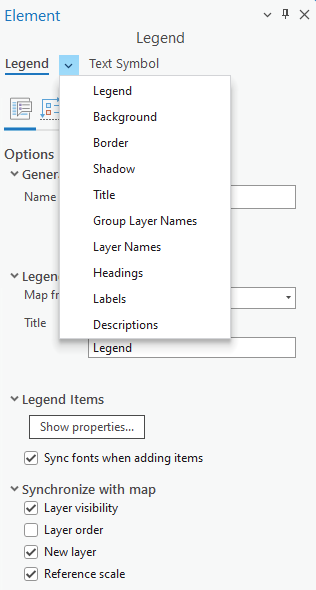 ArcGIS Pro Legend panel showing the legend items.