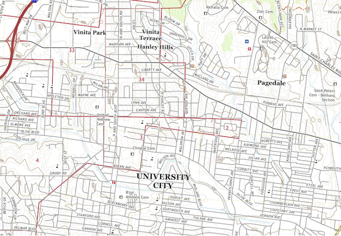 USGS topographic map of University City