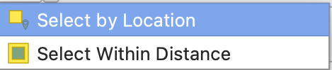 A screenshot of the select by location menu.