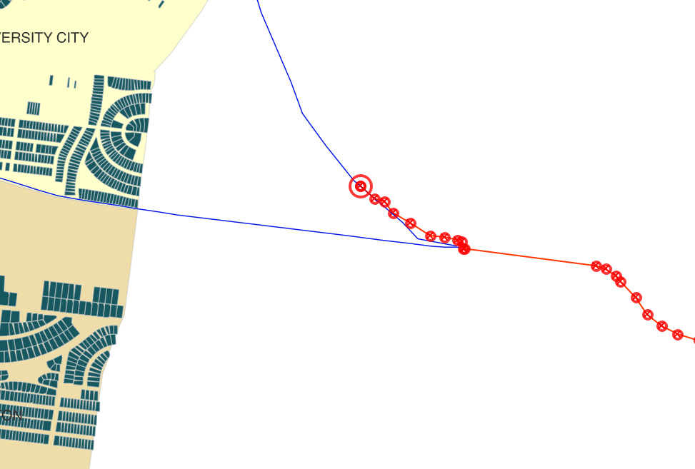 Screenshot of the vertices selected for editing