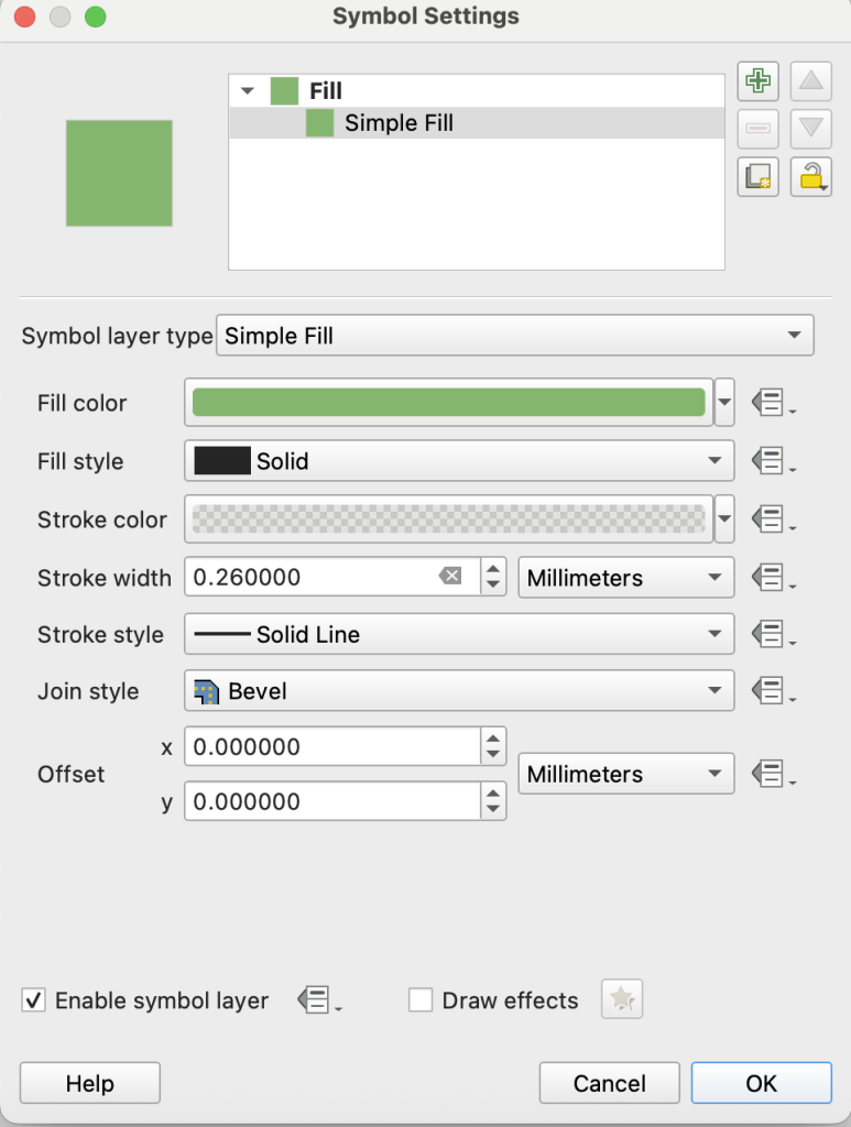 This is a dialog to edit all symbols, in this case it's demonstrating removing the stroke.