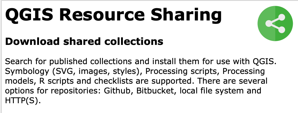 Image of the QGIS resource sharing plugin which allow you search for published assests.
