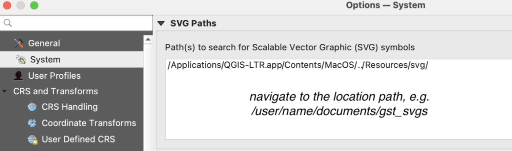 In the project system options, setting the path to local SVG images are stored.