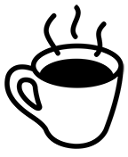 The symbol for Cafe is a cup of coffee.