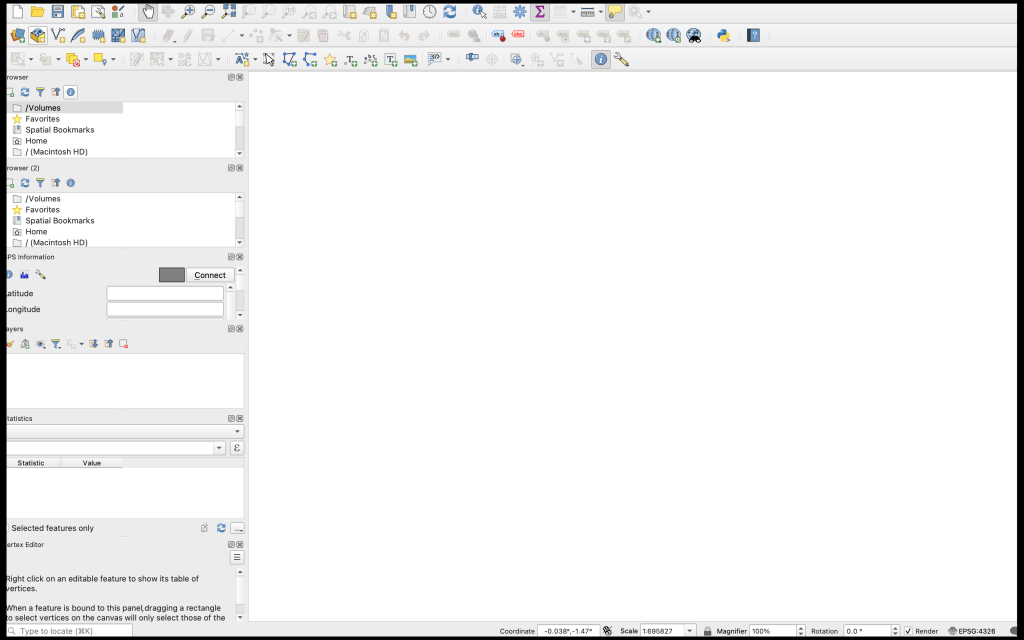 An new, empty QGIS project